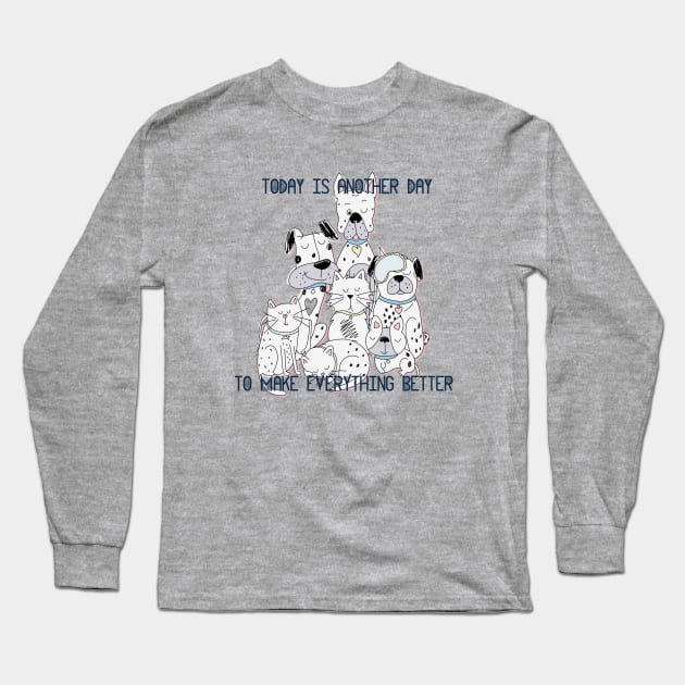 dog and cat love Long Sleeve T-Shirt by PASSIONANDPASSION